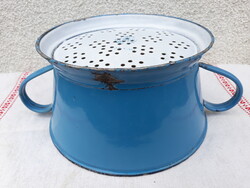 Budafoki koronás címeres antik zománcos szűrő, tésztaszűrő