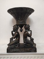 Antik szobor bronz klasszicista gyümölcs tartó névjegy kínáló tál asztalközép 102