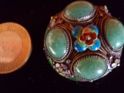 Csodaszép aranyozott ezüst bross  zománc díszítéssel!