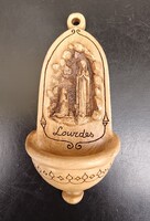 Kerámia lourdesi Szűz Mária jelenetes szenteltvíztartó
