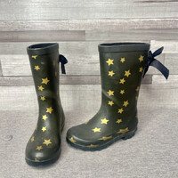 Fekete arany csillagos, masnis lány gumicsizma 28