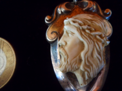 Antik Ezüst Fényképtartó Medál Csodálatos csont díszítéssel