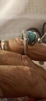 Ezüst koktelgyűrű türkizzel  cirkon kövekkel