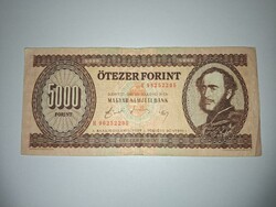 5000 Ft régi bankjegy, 1990 H sorozat, eredeti nagyon jó állapotában