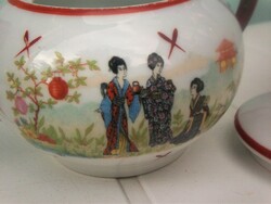 Keleti porcelán cukortartó és kiöntő párban