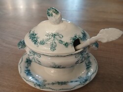 Johnson Bros. mustard bowl with porcelain spoon