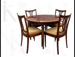 Antik 19. századvégi étkezőasztal 4 db kárpitozott támlás és két db karosszékkel