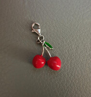 #52 Valódi ezüst - 925 sterling - meggy / cseresznye charm, jelzett (2,4 gramm)
