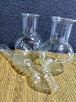 Régi ERGON lombikok+üveg dugó laboratóriumi.