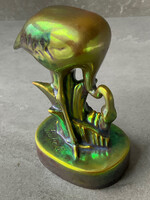 Zsolnay régi Sinkó, hibátlan kerámia flamingó eozin mázzal.