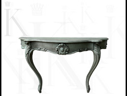 Antik Provence-i hangulatú faragott félköríves formájú konzolasztal
