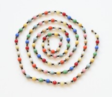 Vintage nyaklánc színes üveg gyöngyökkel, retro gyöngysor, nyakék