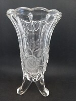 Anna Hutte kristályváza Lalique stílusú domborműves, 3 lábon álló
