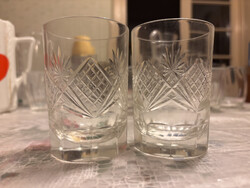 Metszett ólomkristály ivópohár pár (2 db), vastag falú, szép csiszolással