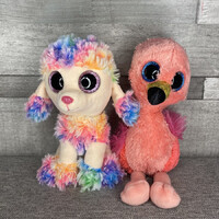 Ty Beanie Boos Gilda flamingó és Rainbow kutyus plüss állatok