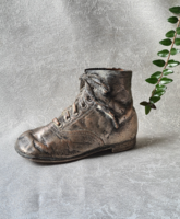 Bécsi antik ezüst régi bakancs - bőr cipőcske cipőfűzővel