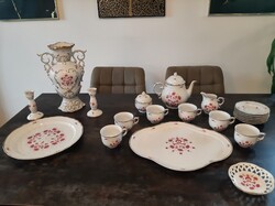 Virág mintás Hollóházi Teás készlet +Váza+kiegészítők