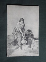 Képeslap,művészet,Hilton grafika,Rebekka a kútnál, 1912-