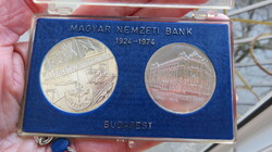 Magyarország 100 Ft, 50 Ft ezüst, 1974. évi, 50 éves Nemzeti Bank