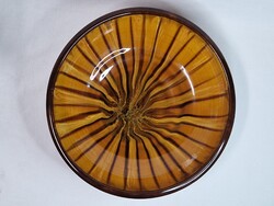 Gyönyörű nagy méretű iparművészeti mázas kerámia tál vagy fali dísz hibátlan állapot 26,5 cm. átmérő