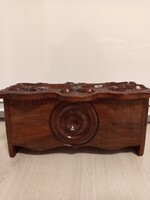 Kézzel faragott, rusztikus fa díszdoboz / ékszeres ládikó, 11*24 cm
