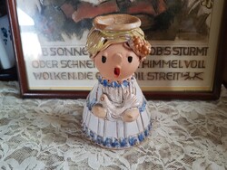 SZILÁGYI Mária keramikus -szép - kedves alkotása GALAMB-ot tartó kishölgy-  gyertyatartó?- is egyben