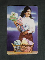 Kártyanaptár,Tomi mosópor,tiszamenti vegyiművek,Szolnok,női modell,1970  ,firkás hátlap,