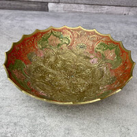 Indiai réz színes dísztál