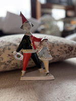 Hollóházi Art Deco bohóc és kislány szobor, 21 cm – hibátlan