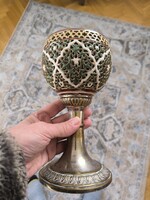 Antik Zsolnay  gyönyörű dísz  vàza kupa Perzsa mintàs méhsejt àttört mintàval