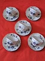 Hibatlan Zsolnay búzavirágos / búzavirág mintás mokkás / kávés csésze alátéttel