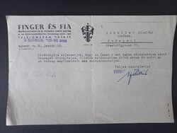 Finger és Fia Fémfélgyártmányok – fejléces üzleti levél kölcsönügyről, Budapest 1948