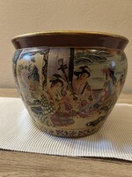 Gyönyörű Vintage zománcos  kínai nagyméretű kaspó!