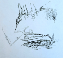 Almásy Aladár: Éles helyzetben távozott (dedikált rézkarc, 1976, 1970-es évek)