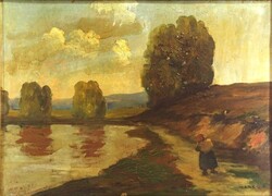 1X836 Markó Ernő : Folyópart 48 x 66 cm