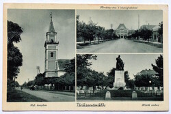 Törökszentmiklós - régi mozaik képeslap  , ref templom , Almásy utca .. 1942