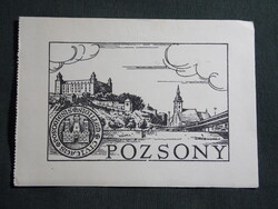 Képeslap,Szlovákia,Pozsony,grafikai,városi látkép,részlet,Sopron Volán,1972-