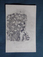 Képeslap,W. Stanke grafika,romantika,szerelem,rózabokor,galamb,angyal,ámor,katona levél,1915-