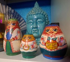 Mexikói indián Matrjoska 3db fából ( szétcsavarható)