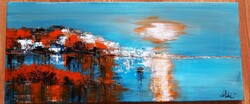 "ALKONY a TÓNÁL"festmény feszített vásznon,70 x30 cm