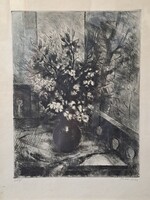 Virágcsendélet rézkarc 54x44 cm