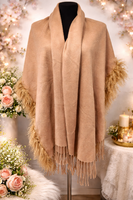 @teve színű,  stóla vagy poncsó, rojtokkal.  208x70cm.