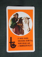 Kártyanaptár,Takarékszövetkezet,háztáji szerzödés,tehén,szarvasmarha,1972