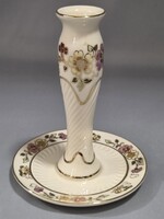 Zsolnay kézzel festett pillangós porcelán gyertyatartó
