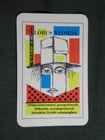 Kártyanaptár,Budapest,Globus nyomda,grafikai,1972