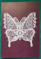 Halasi Csipke - Lepke - Csipkeház pecsétjével, postatiszta képeslap