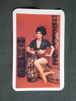 Kártyanaptár,Békésszentandrás szőnyeggyár,erotikus női modell,1972