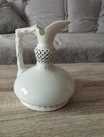 Jelzett antik Zsolnay áttört nyakú kancsó, kiöntő