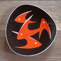 Régi Zsolnay porcelán modern tál halakkal