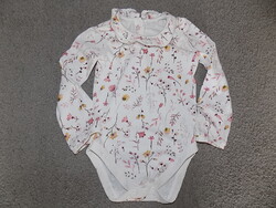 Floral print, long-sleeved bodysuit for girls, size 86-92